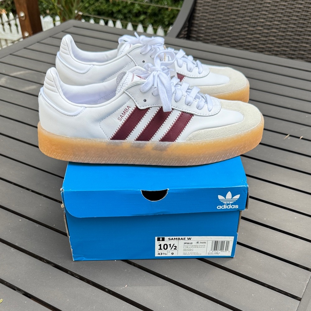 *New* Adidas Samba White/Maroon - 10.5